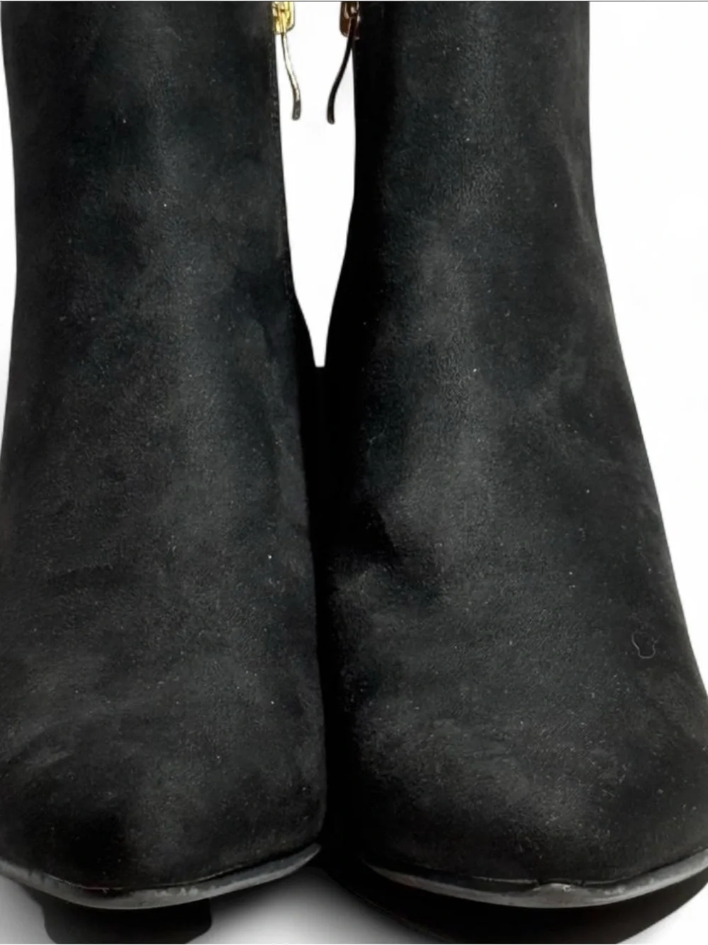 DIFU Women’s Black Faux Suede Ankle Booties Size 8 Block Heel Side Zip Boots